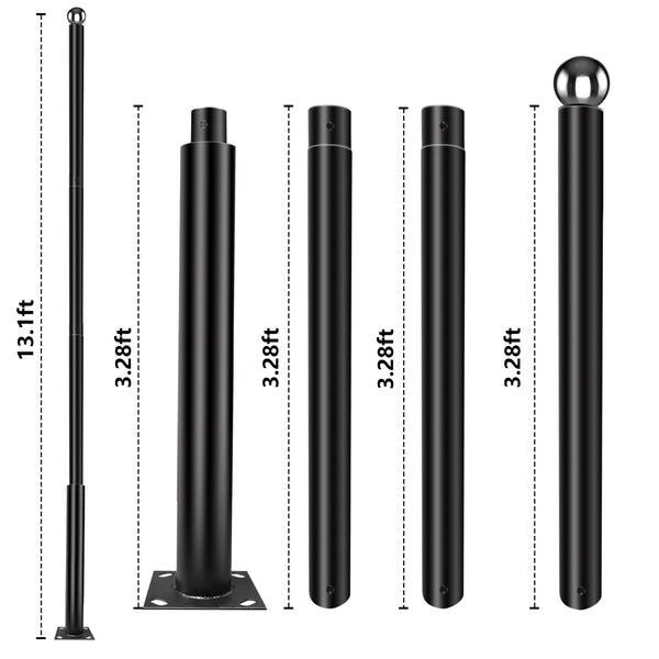 TENKOO Street Light Pole Black 3.1 in. UP to 13.1 FT Tall. Outdoor