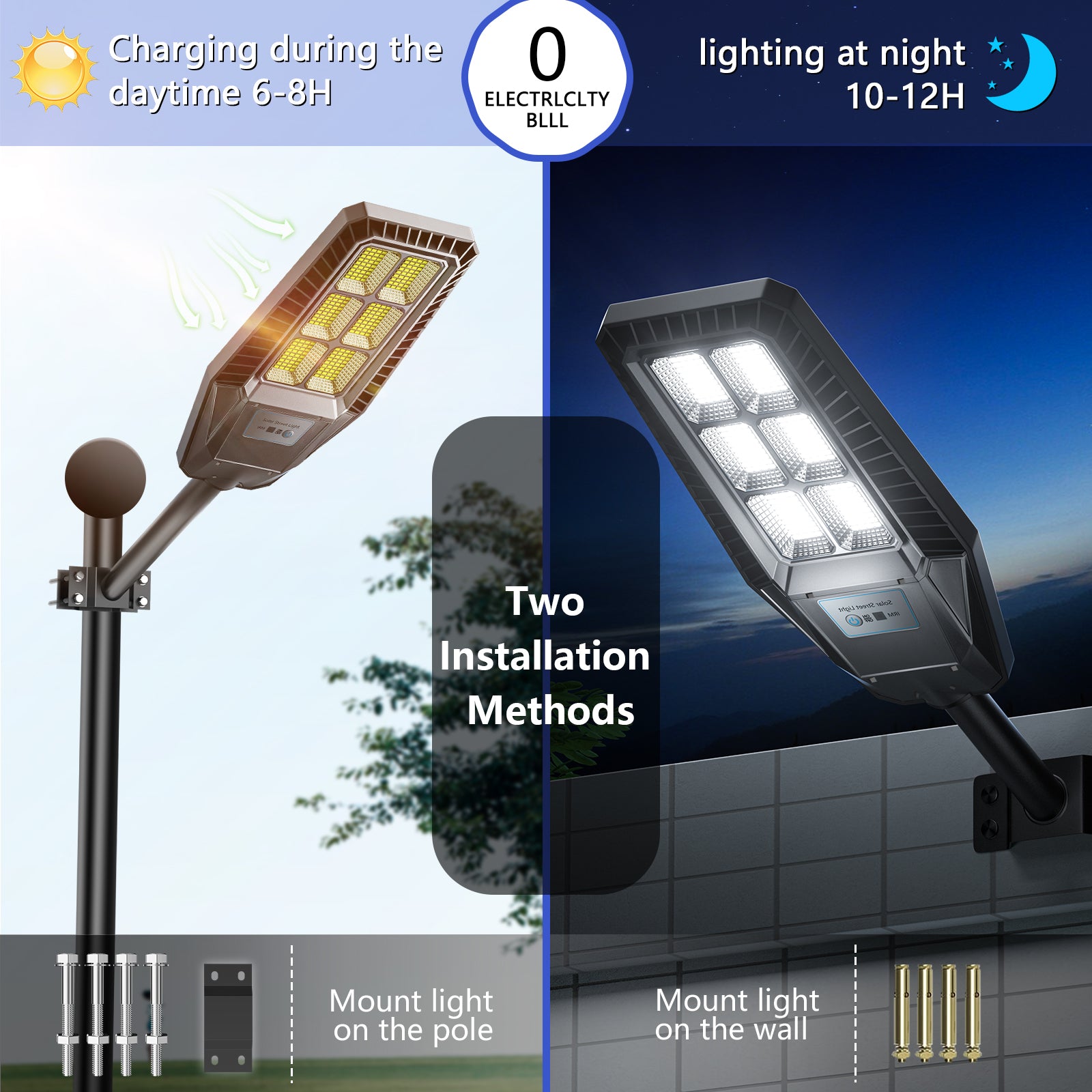 TENKOO LED Solar Street Light Outdoor 2 Pack 5000LM 300W Motion Sensor Lamp  Waterproof IP66 Security Powered for Dusk Dawn Court and Parking Lot 